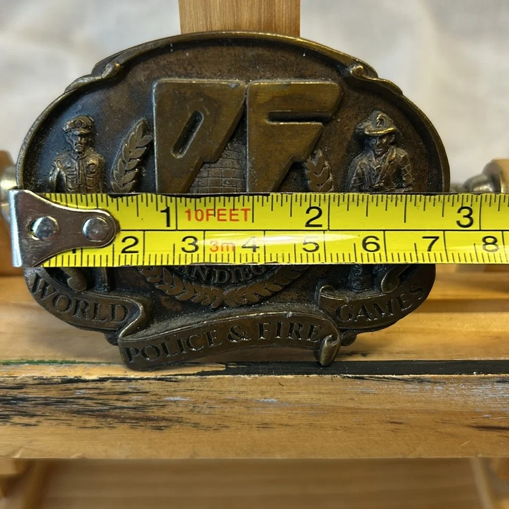 Vintage collectable World Police and Fire Games belt buckle made in USA
